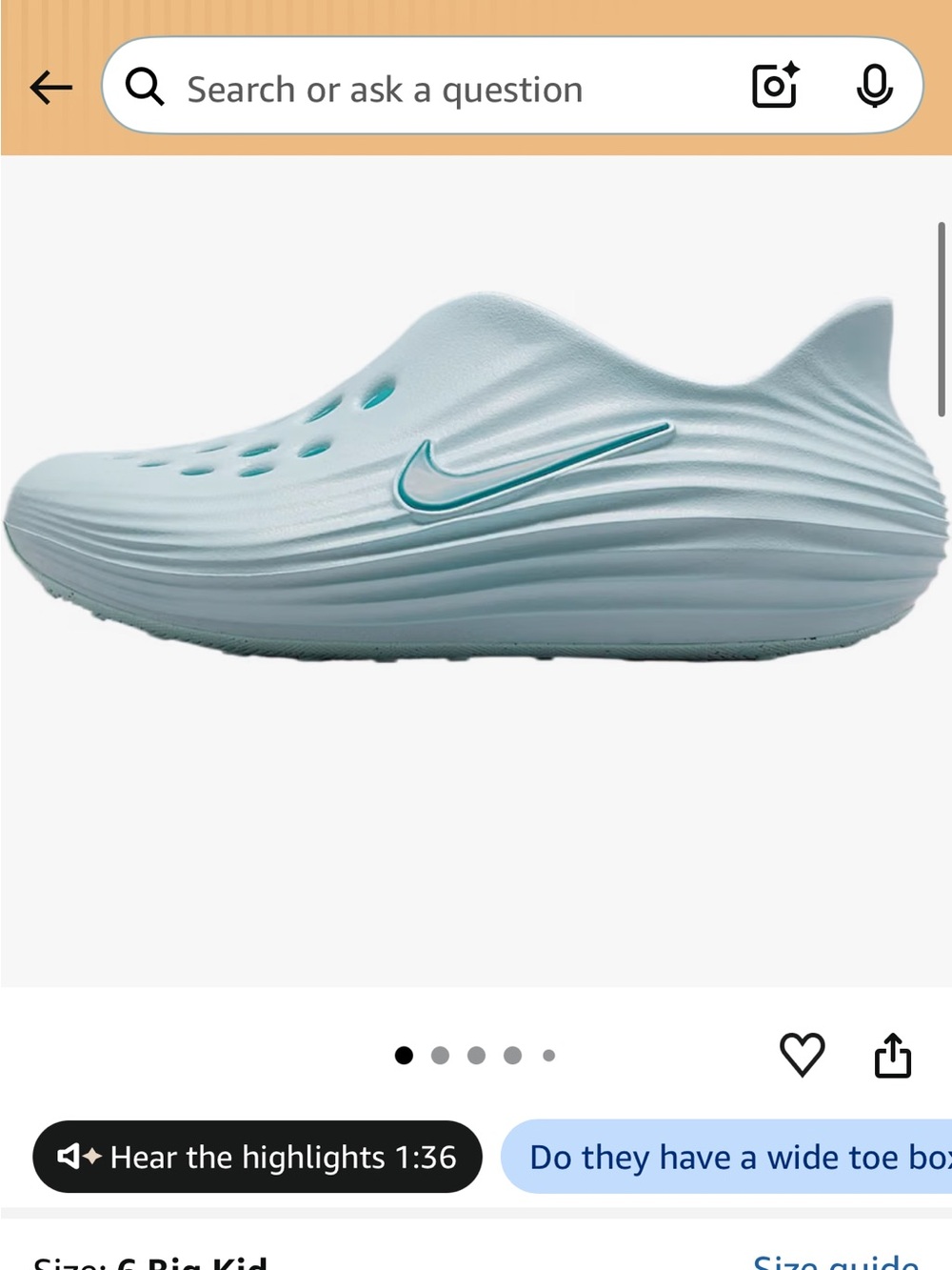 Nike Kids Slip-On Foam Clog in Light Aqua